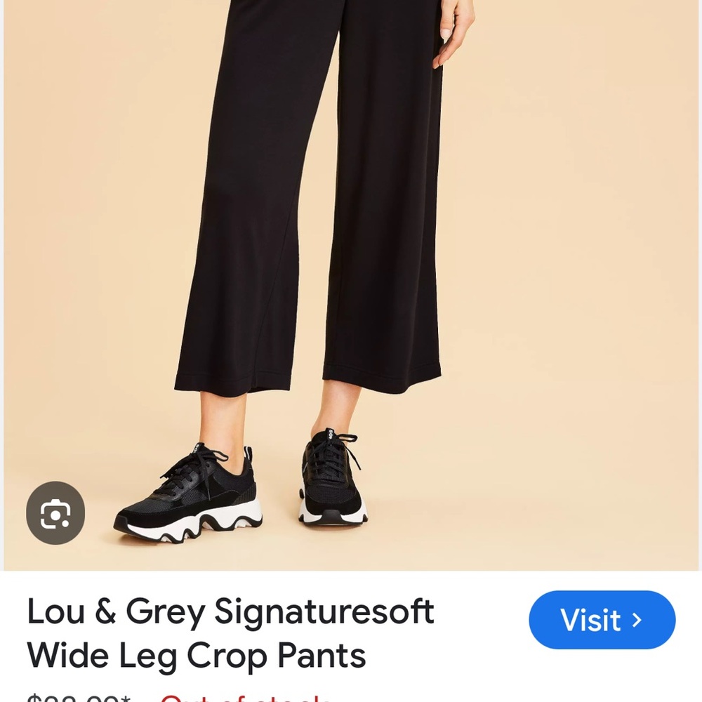 Lou & Grey Signature Soft Black Wide Leg Crop Pants NWT